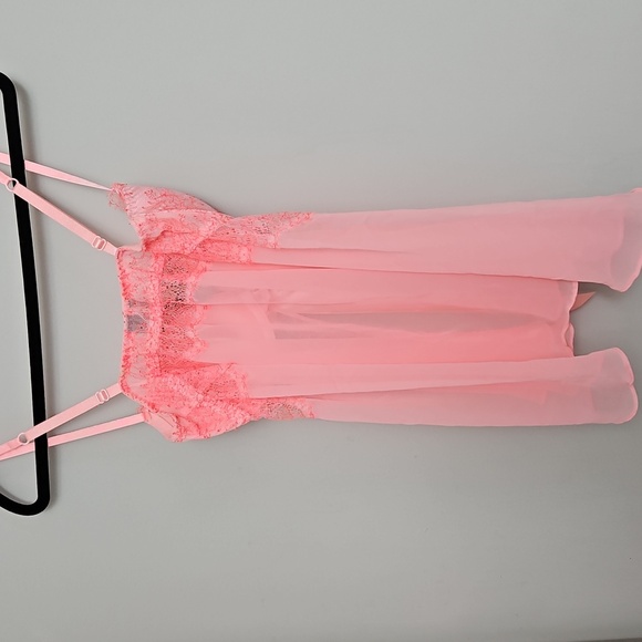 Victoria's Secret Pink Coral Lace Babydoll Lingerie Size 34D - Picture 7 of 8